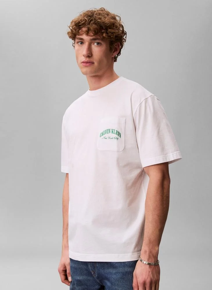 كالفن كلاين تيشيرت قطن بشعار كوتون كريست للاسترخاء